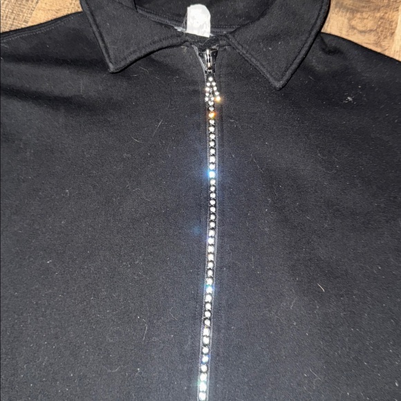 Dazzle & Shine: Black Jacket with Full Rhinestone Zipper - Size 2XL - Picture 8 of 11